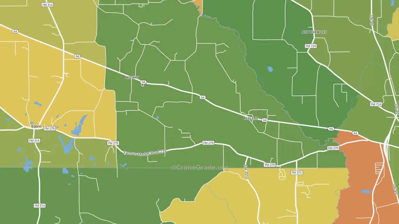 Redland, TX Map of Robbery Rates