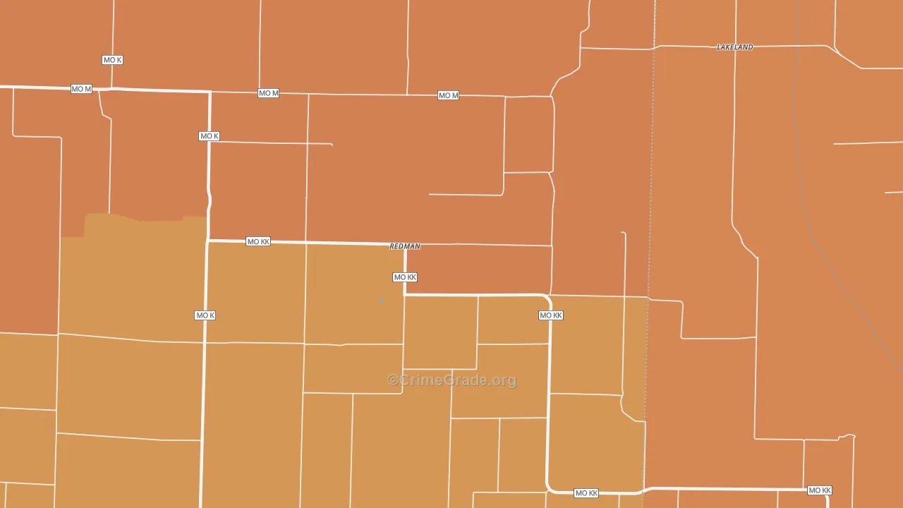 Redman, MO Map of Robbery Rates