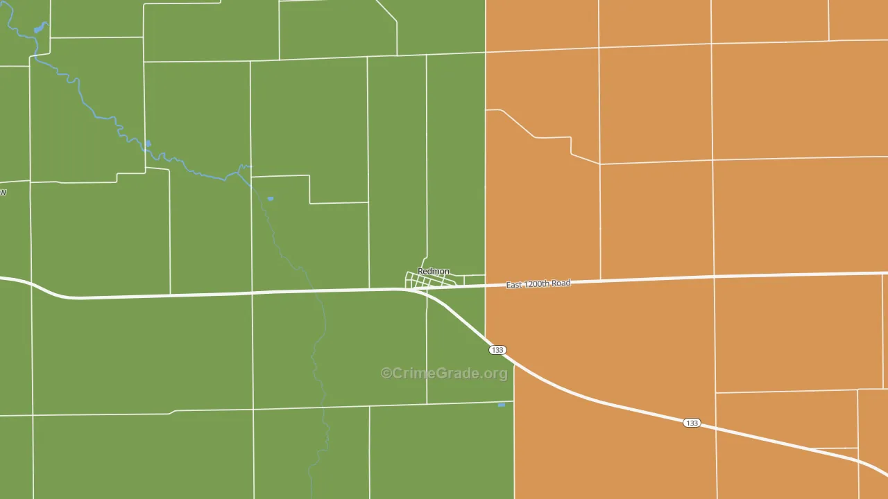 Redmon, IL Map of Robbery Rates