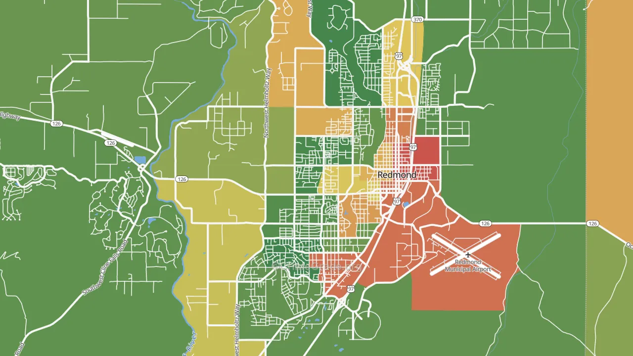 Redmond, OR Map of Robbery Rates