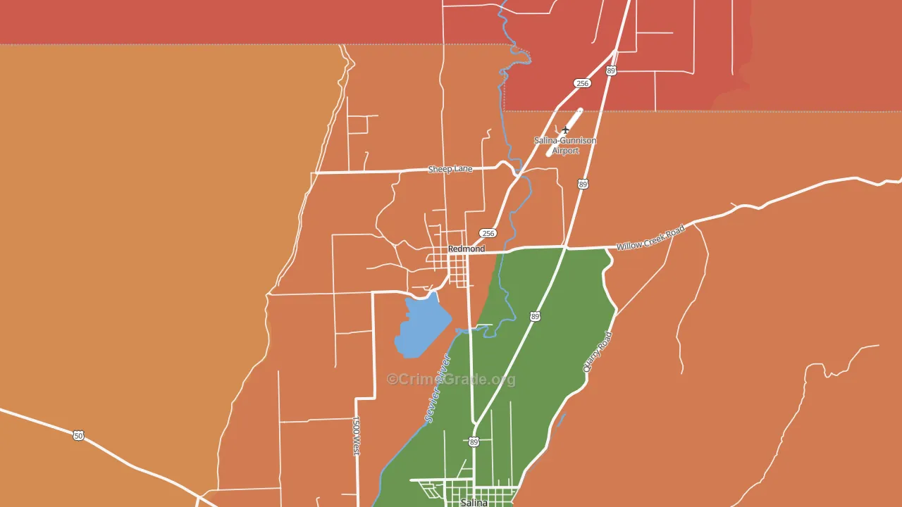 Redmond, UT Map of Robbery Rates