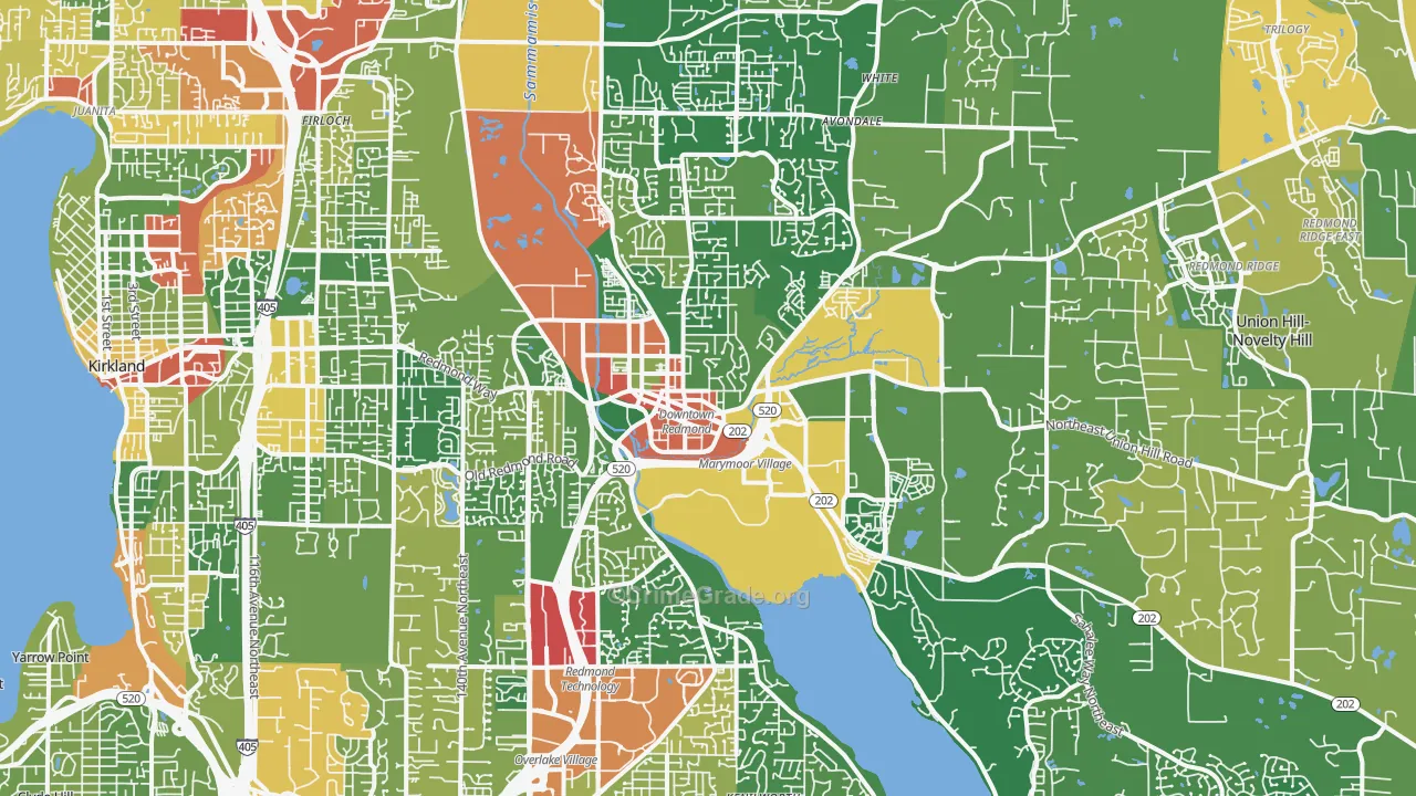 Redmond, WA Map of Robbery Rates