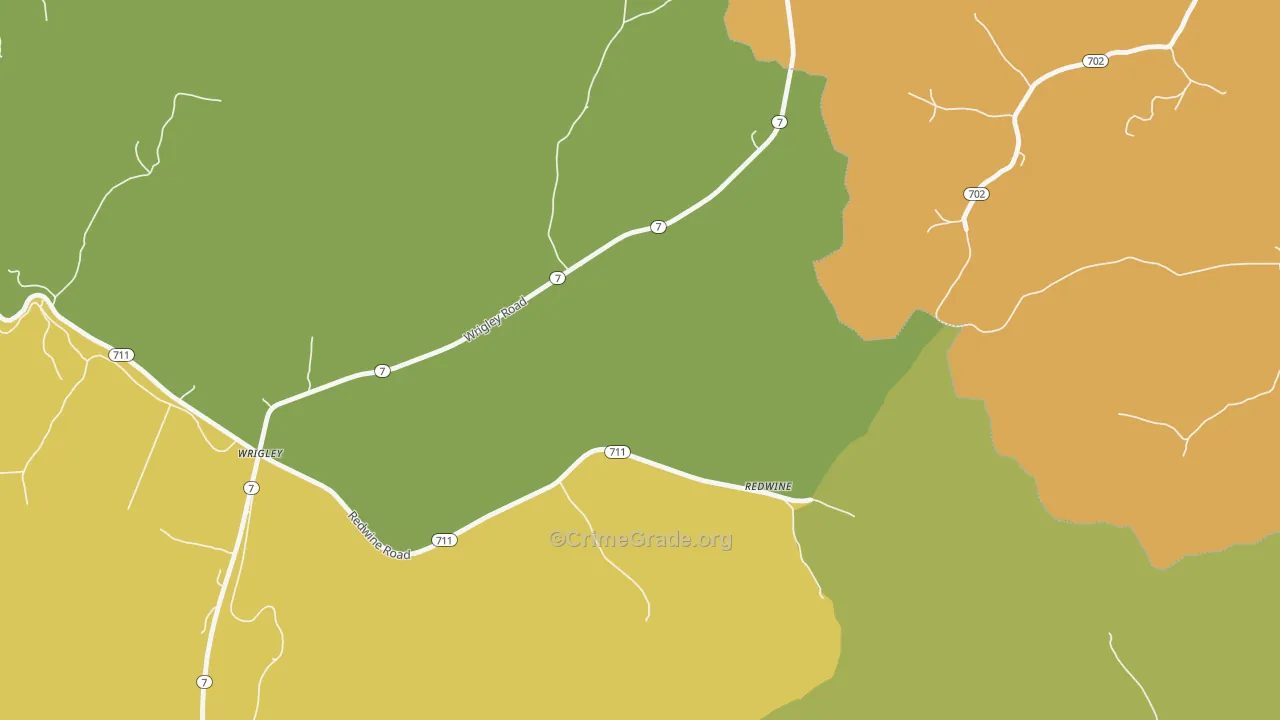 Redwine, KY Map of Robbery Rates