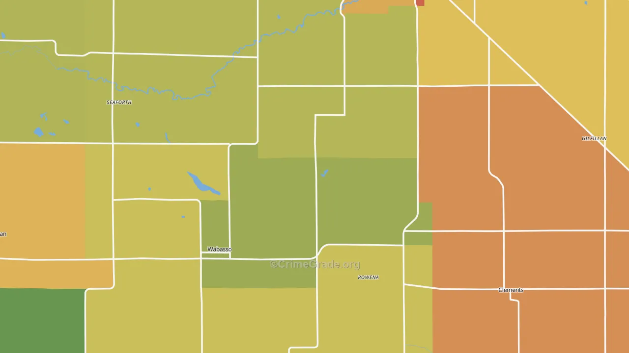Redwood County, MN Map of Robbery Rates