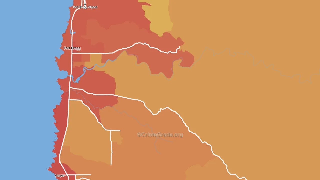 Redwood Lodge, CA Map of Robbery Rates
