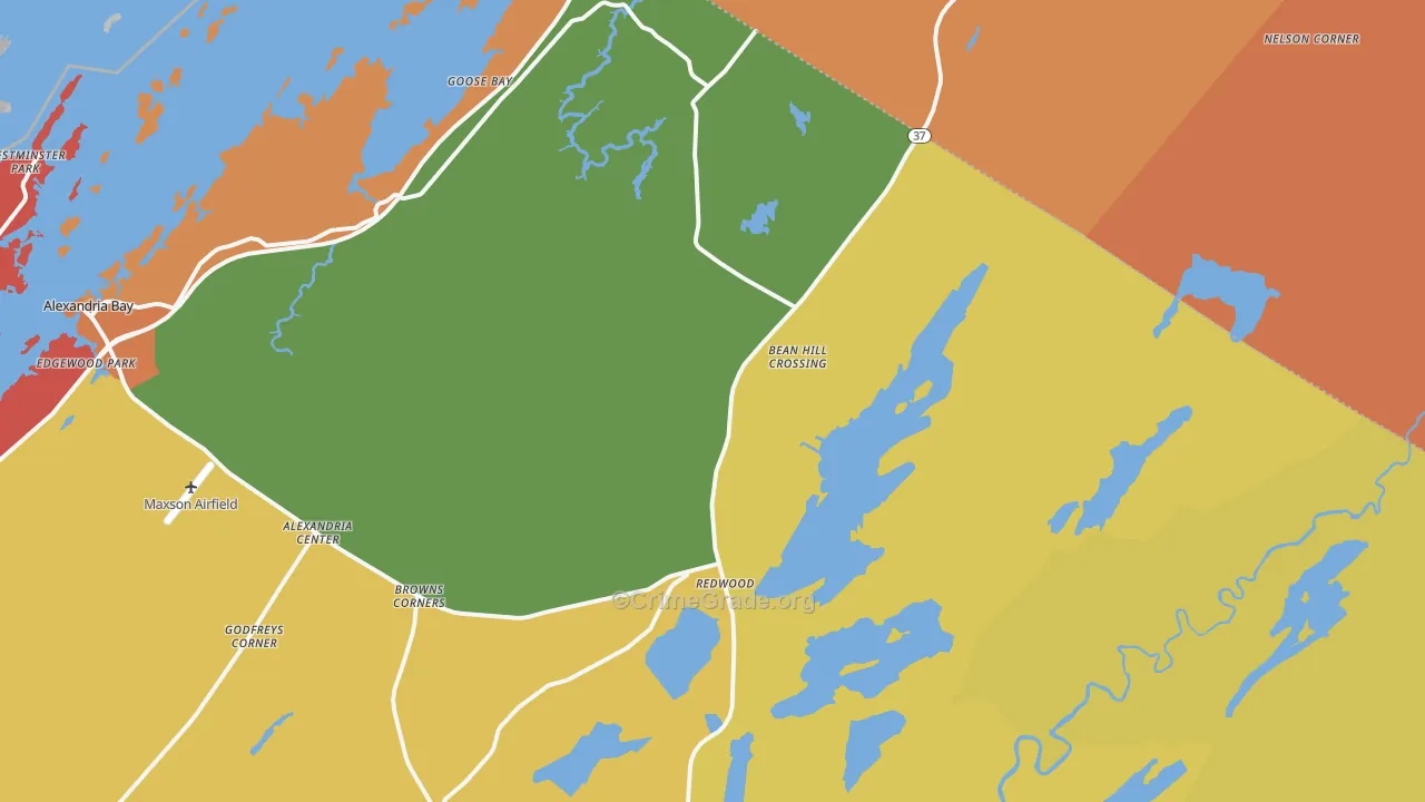 Redwood, NY Map of Robbery Rates