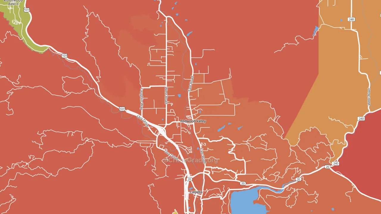 Redwood Valley, CA Map of Robbery Rates