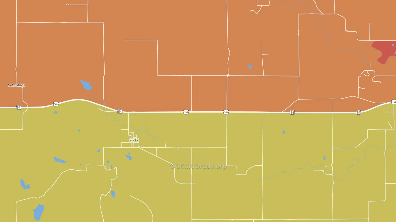 Reece, KS Map of Robbery Rates