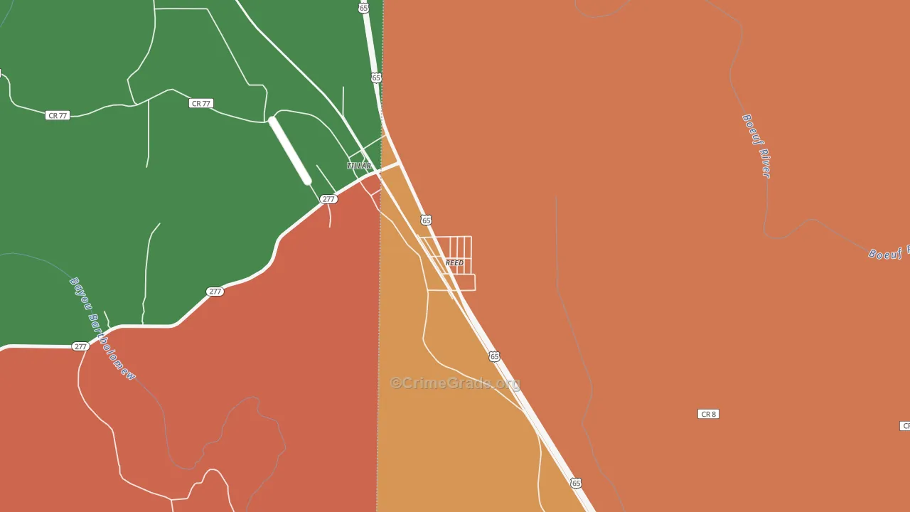 Reed, AR Map of Robbery Rates