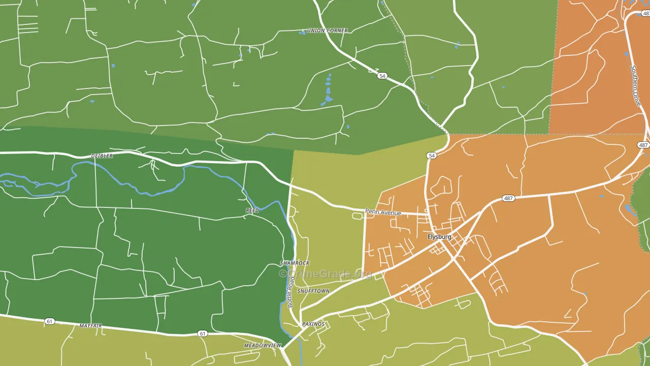 Reed, PA Map of Robbery Rates