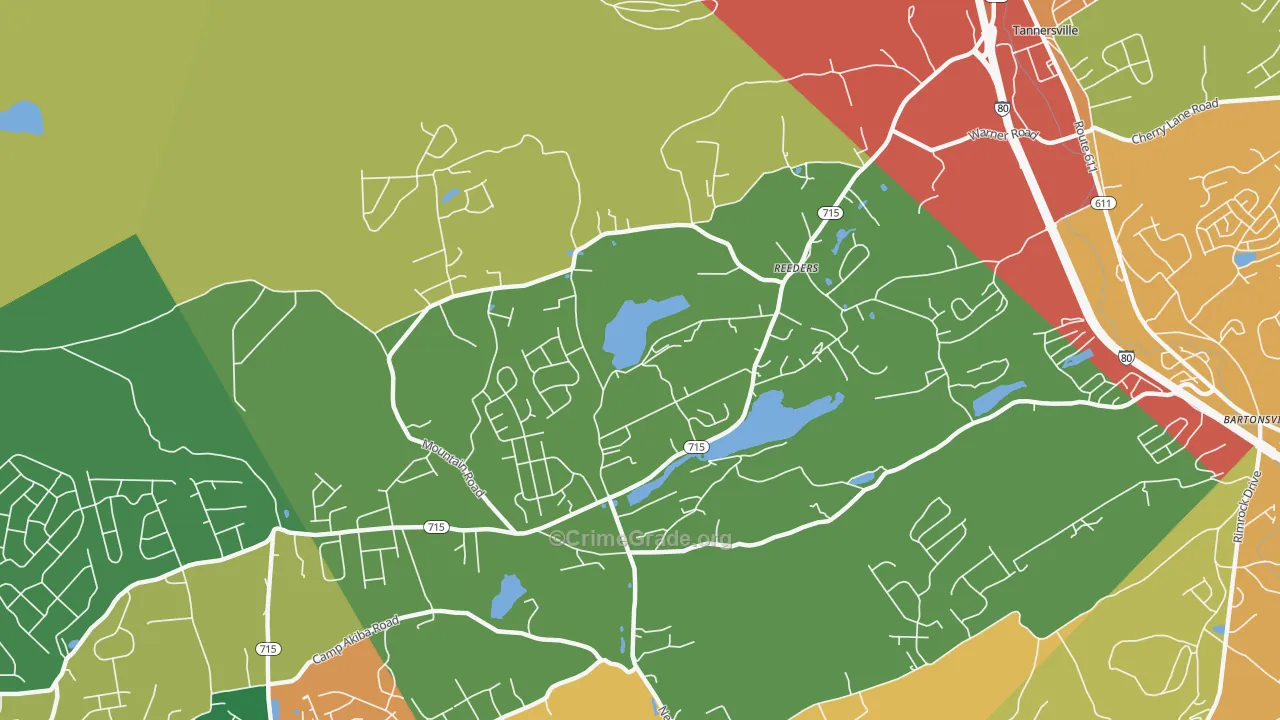 Reeders, PA Map of Robbery Rates