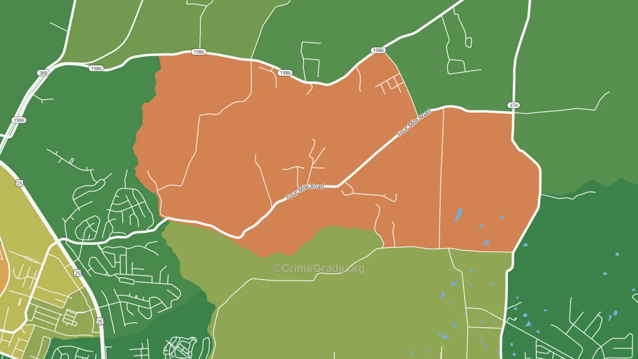 Reeds Crossing, KY Map of Robbery Rates