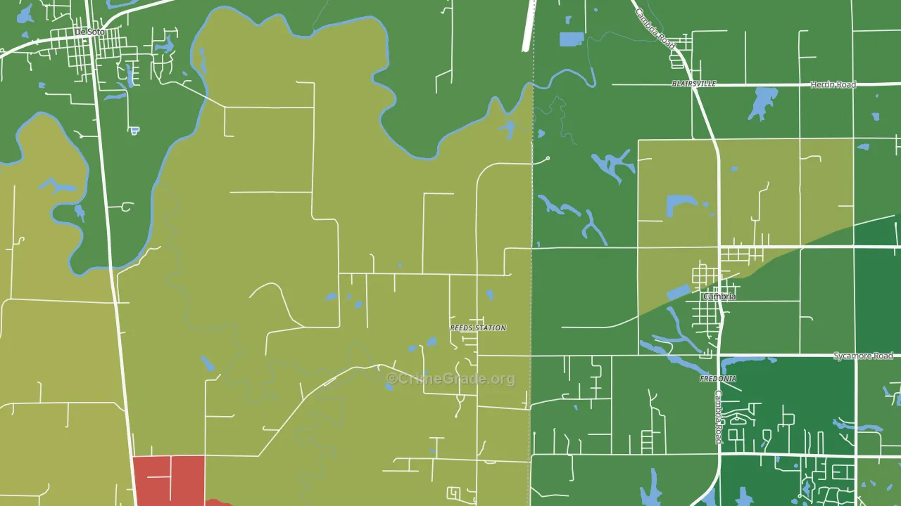Reeds Station, IL Map of Robbery Rates