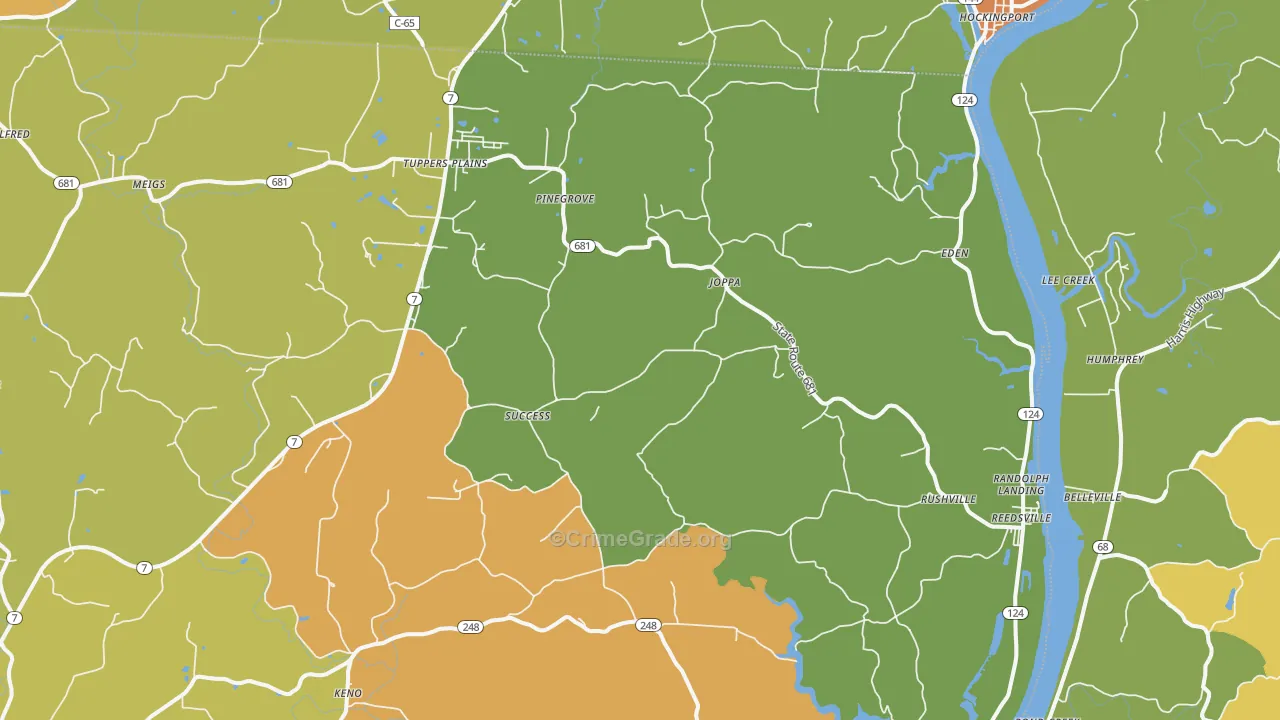 Reedsville, OH Map of Robbery Rates