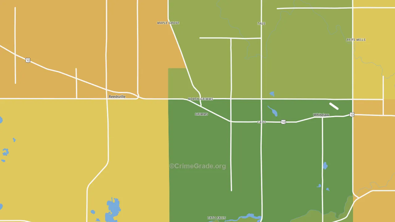 Reedsville, WI Map of Robbery Rates