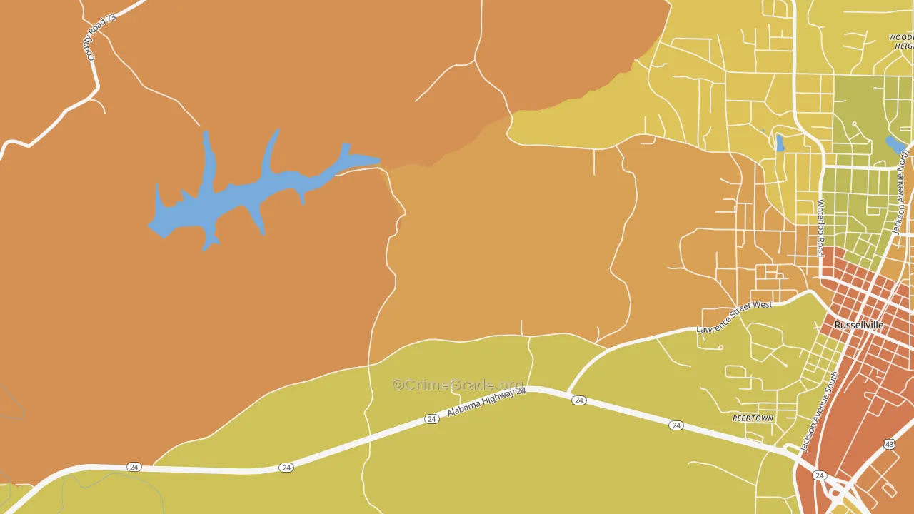 Reedtown, AL Map of Robbery Rates