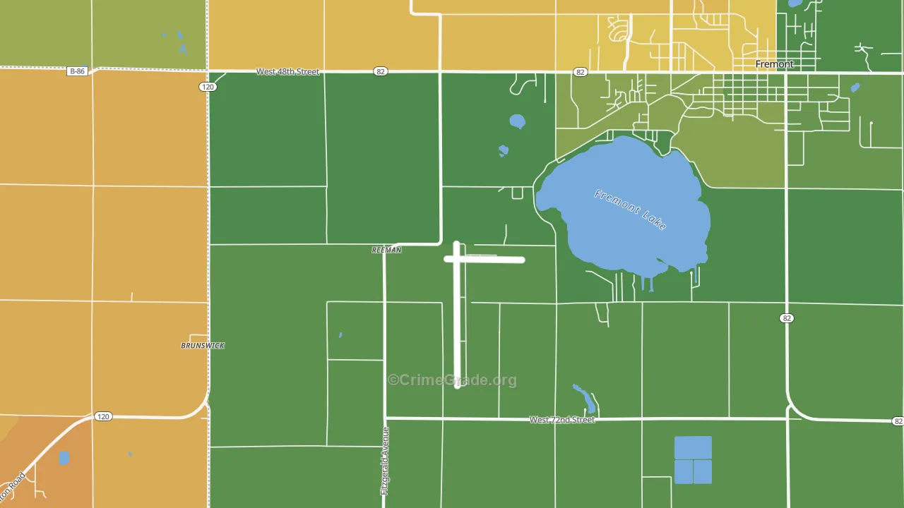 Reeman, MI Map of Robbery Rates