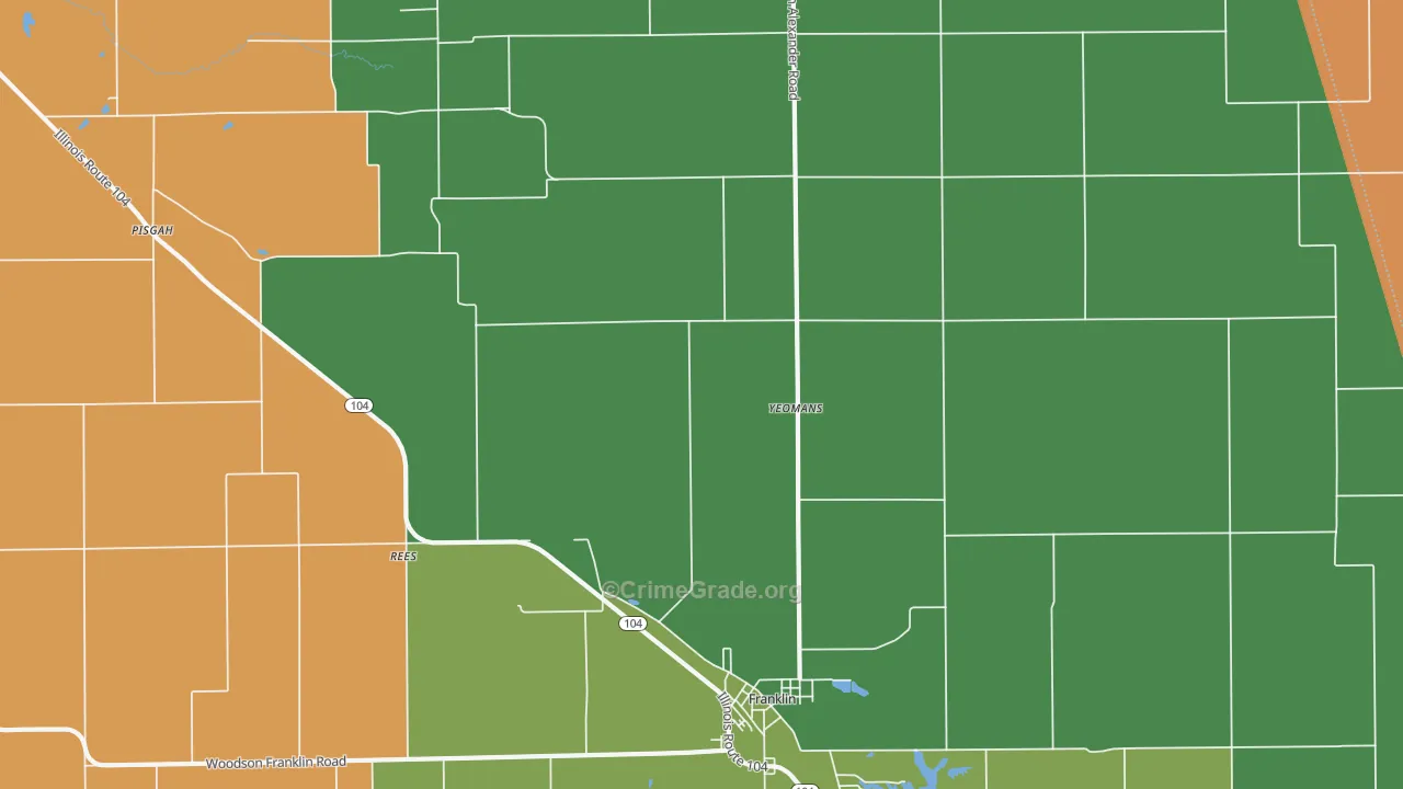 Rees, IL Map of Robbery Rates