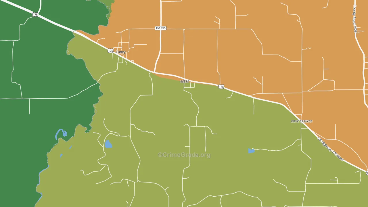 Reese, TX Map of Robbery Rates