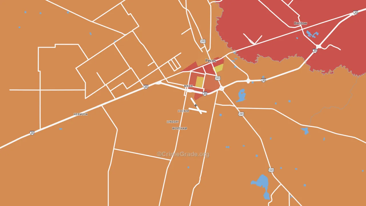 Reeves County, TX Map of Robbery Rates