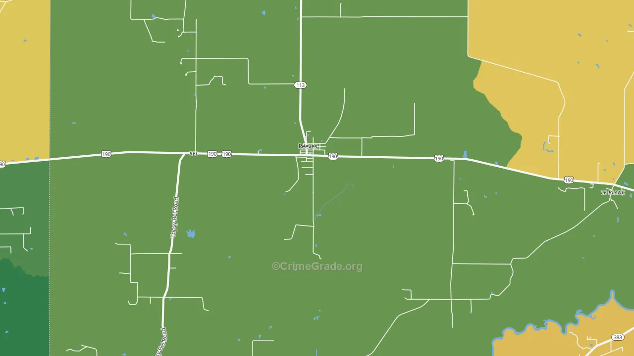 Reeves, LA Map of Robbery Rates