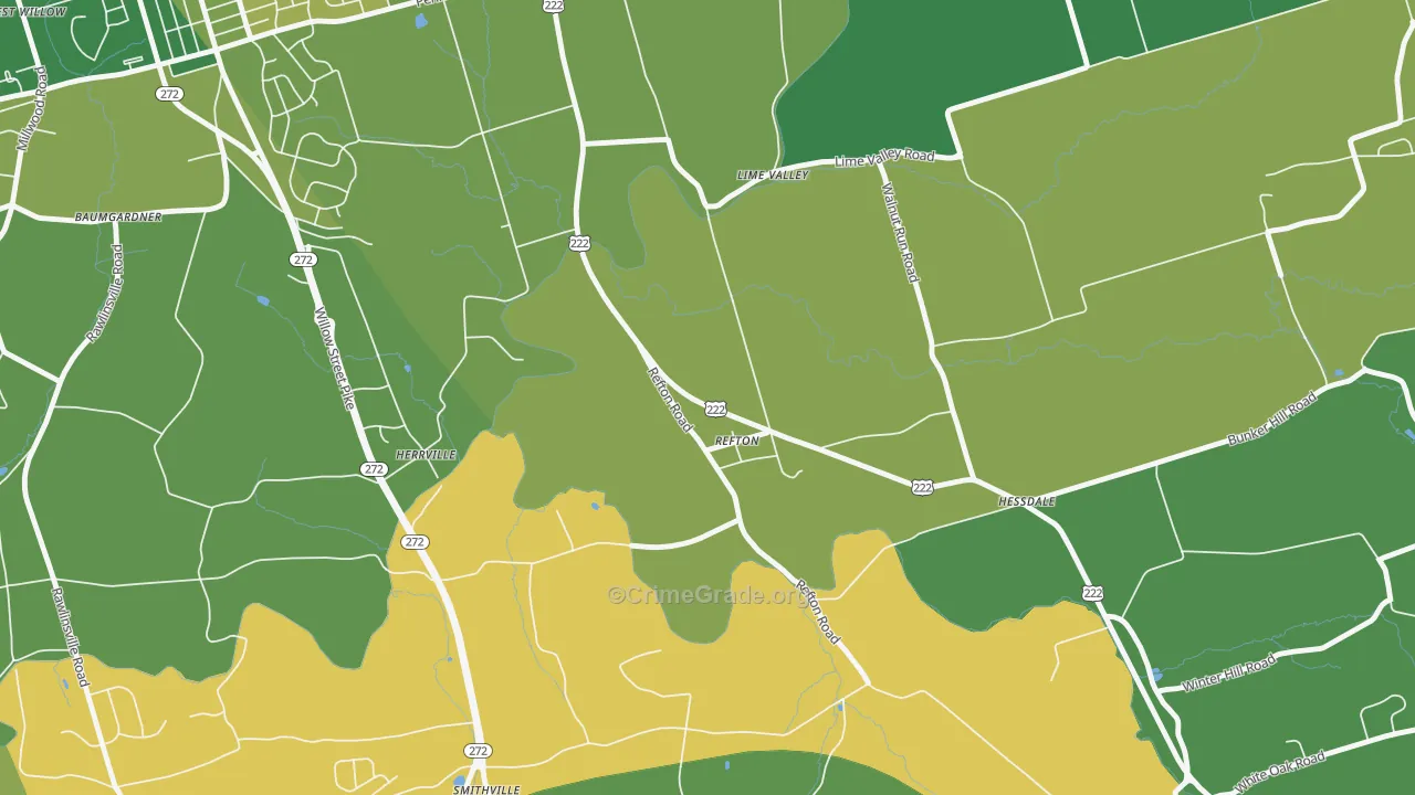 Refton, PA Map of Robbery Rates