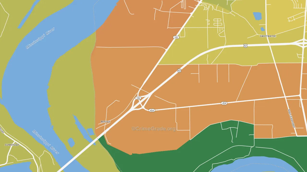 Refuge, MS Map of Robbery Rates