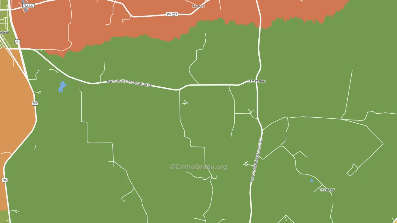 Refuge, TX Map of Robbery Rates