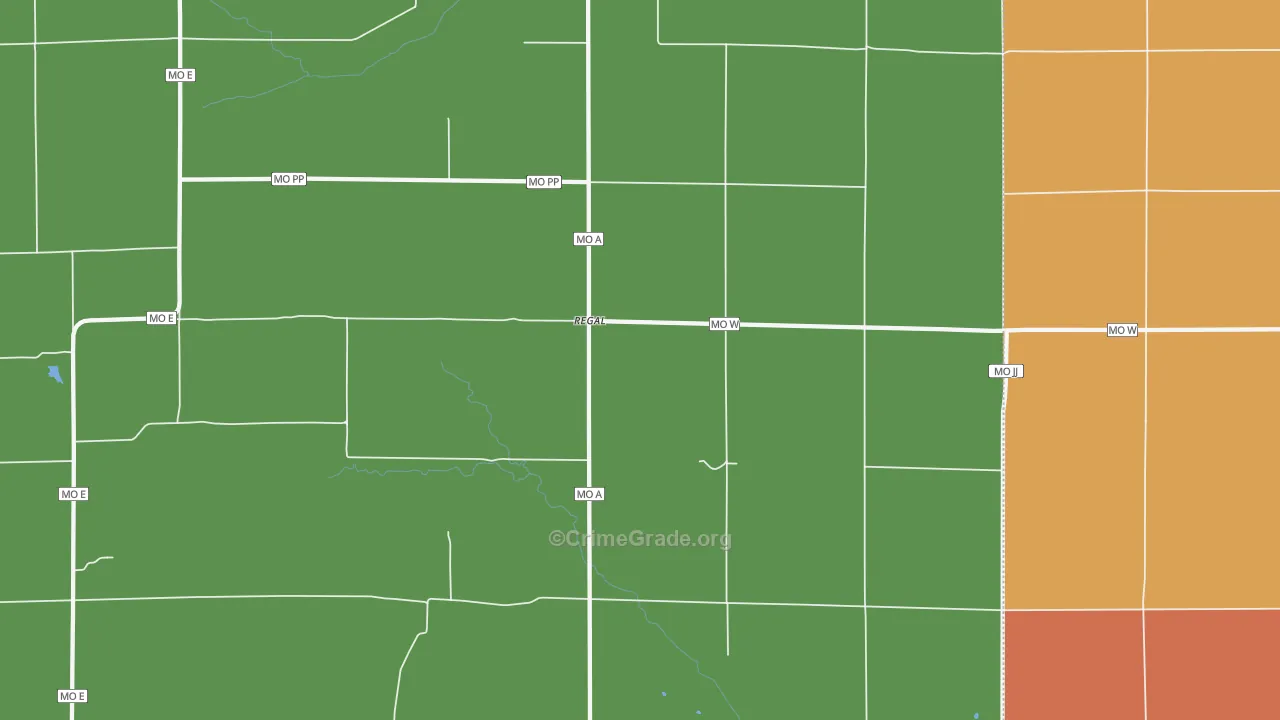 Regal, MO Map of Robbery Rates
