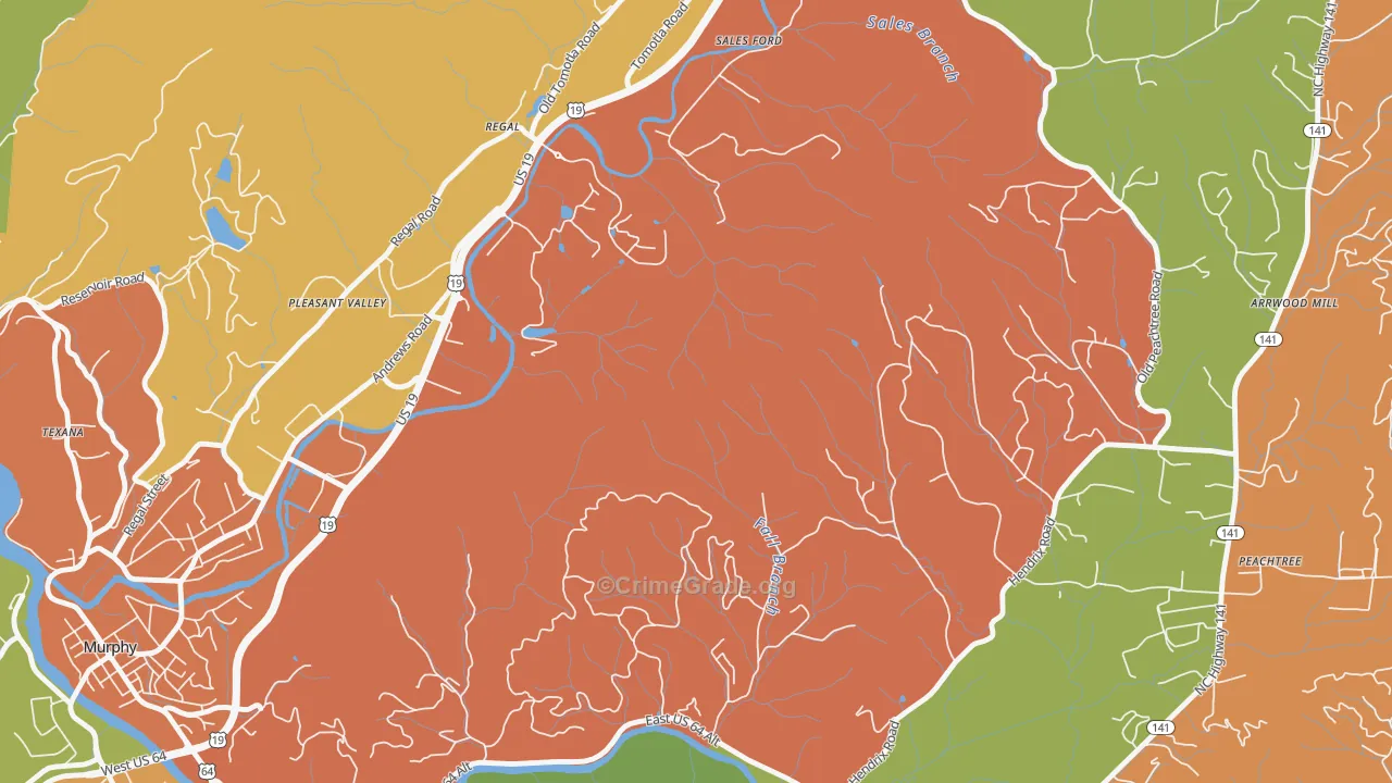 Regal, NC Map of Robbery Rates