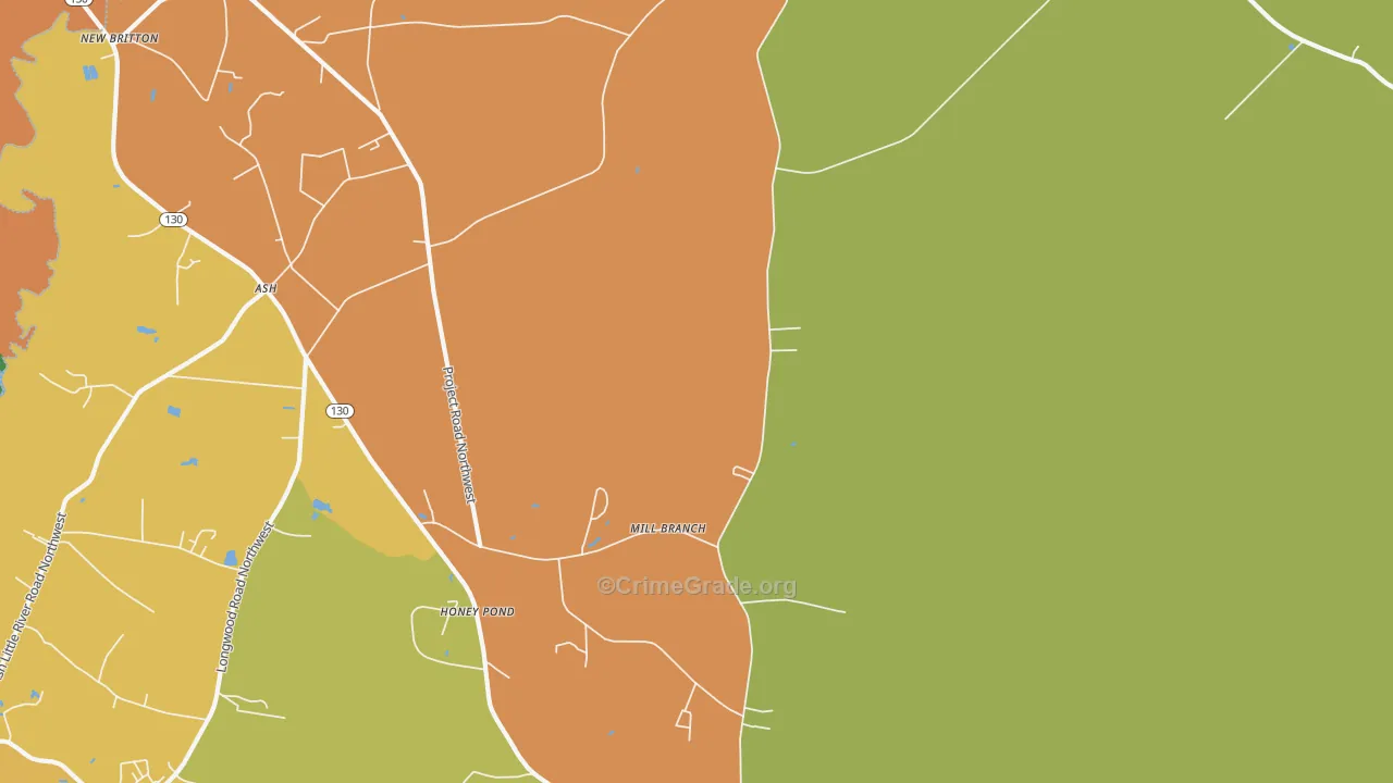 Regan, NC Map of Robbery Rates