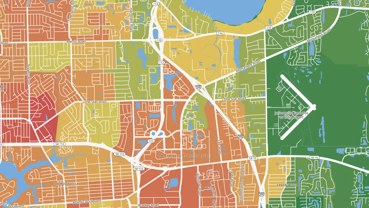 Regency, Jacksonville, FL Map of Robbery Rates