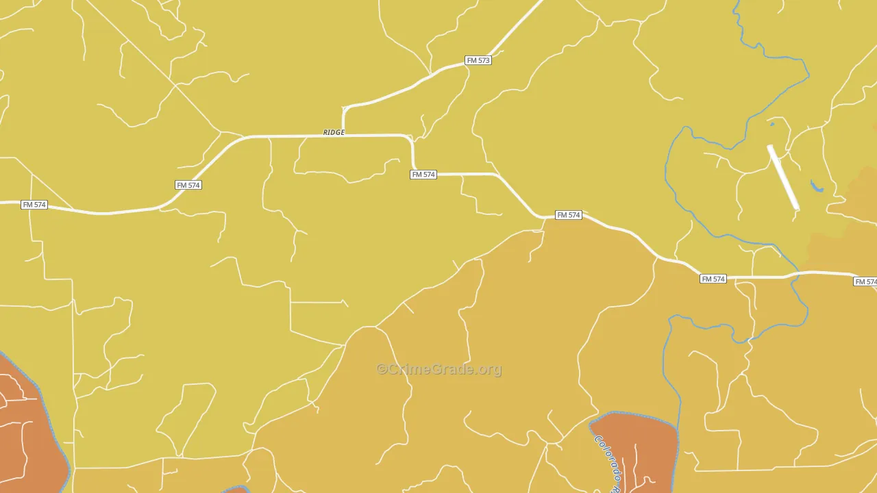 Regency, TX Map of Robbery Rates