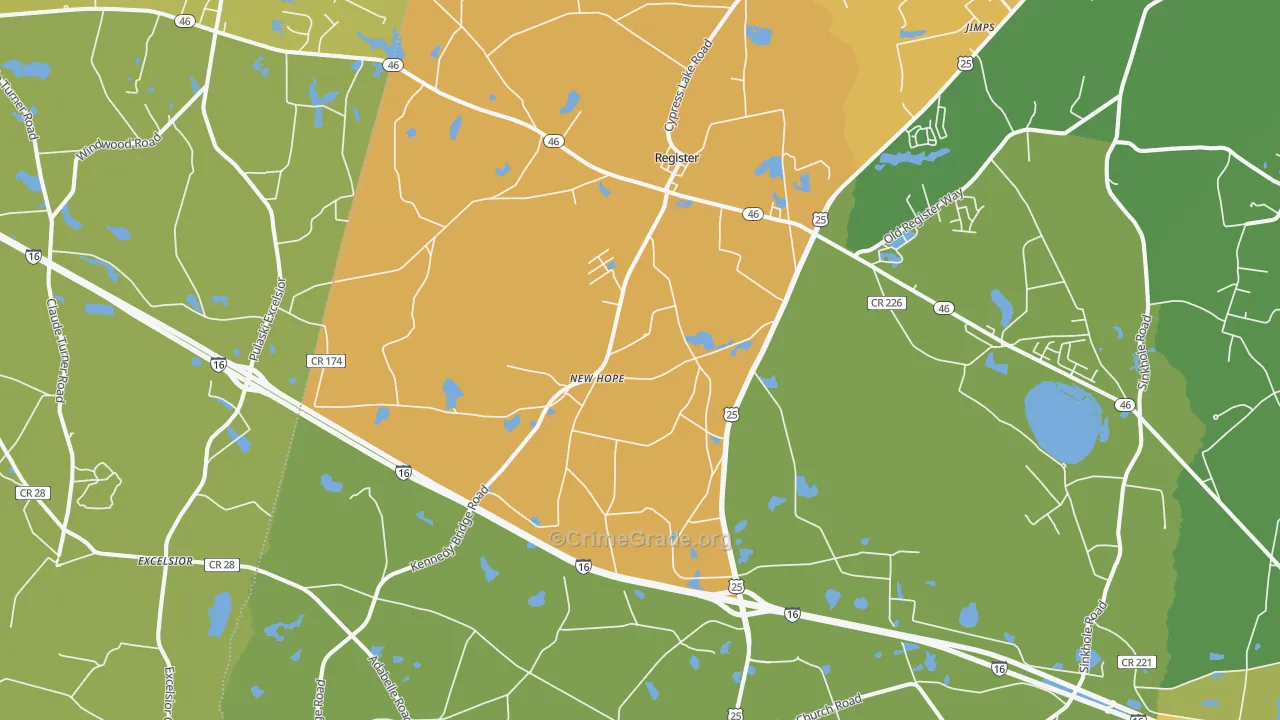 Register, GA Map of Robbery Rates