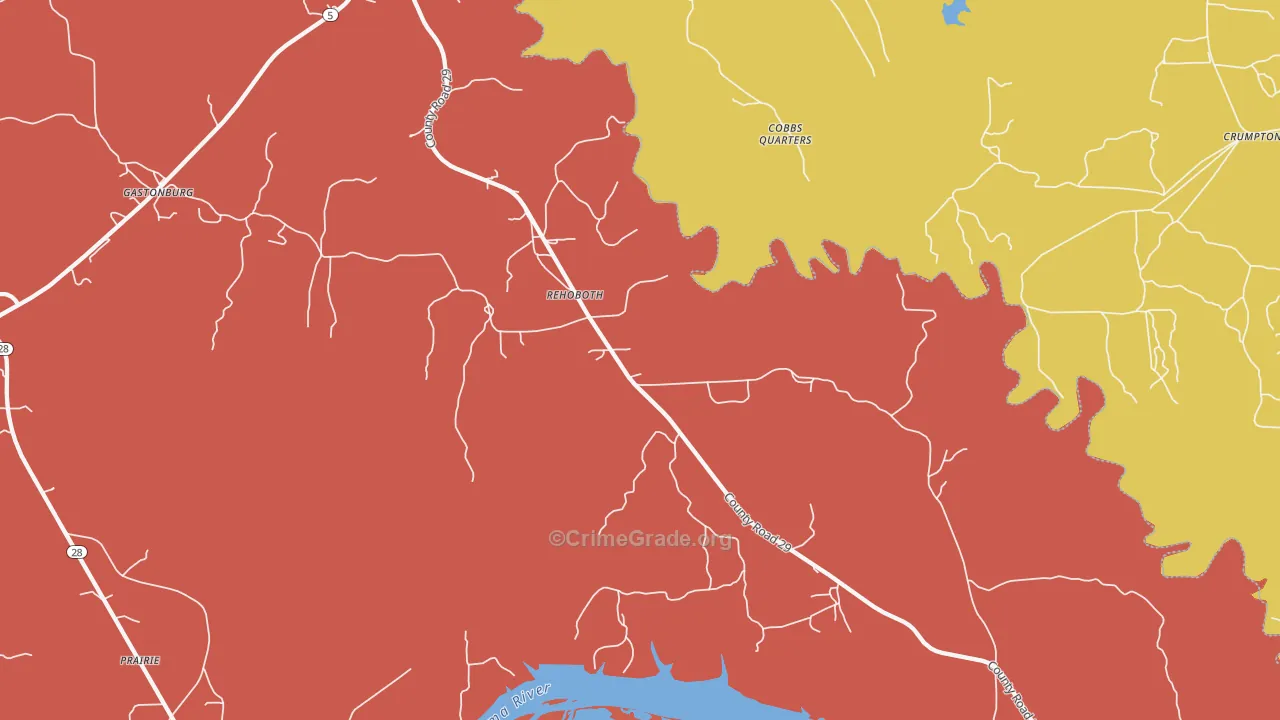 Rehoboth, AL Map of Robbery Rates