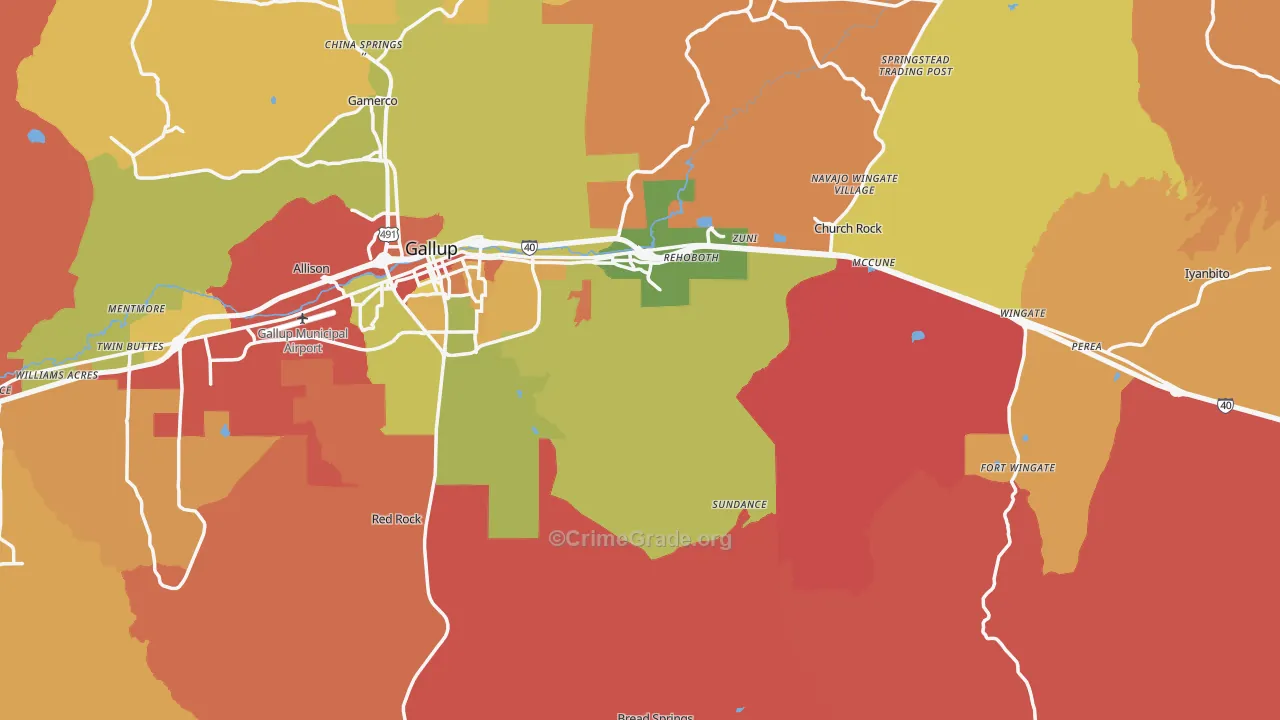 Rehoboth, NM Map of Robbery Rates