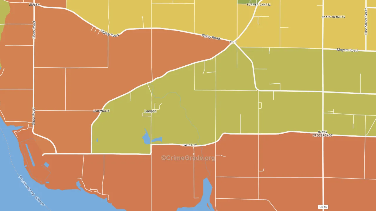 Reid, AL Map of Robbery Rates