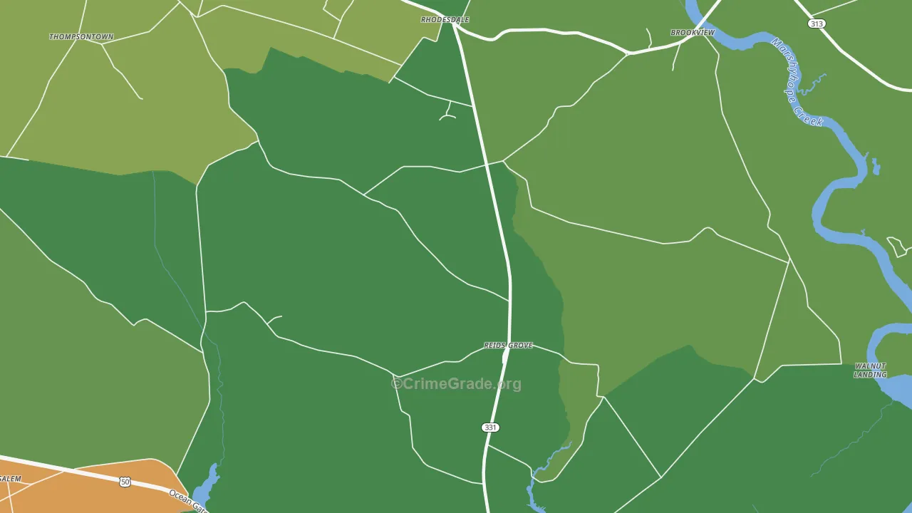 Reids Grove, MD Map of Robbery Rates