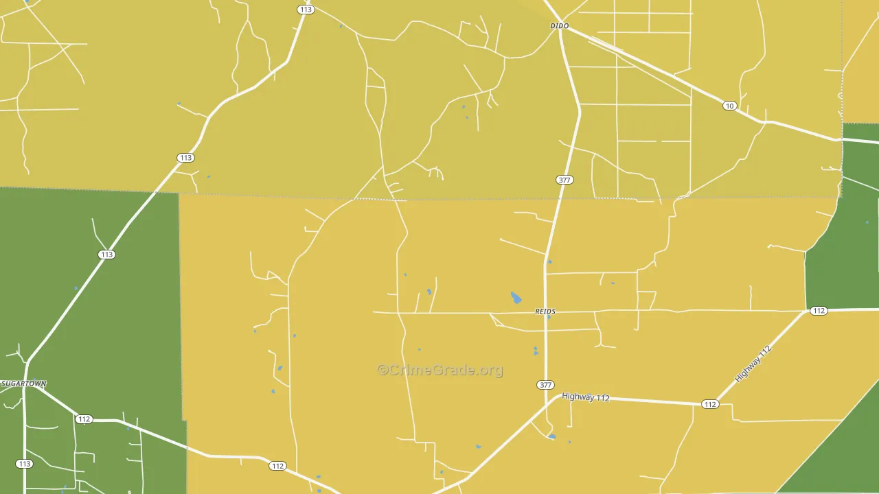 Reids, LA Map of Robbery Rates