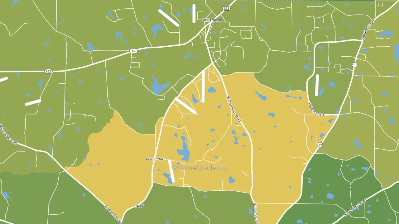 Reidsboro, GA Map of Robbery Rates