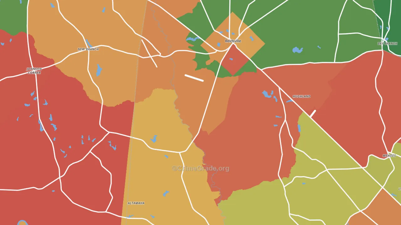 Reidsville, GA Map of Robbery Rates