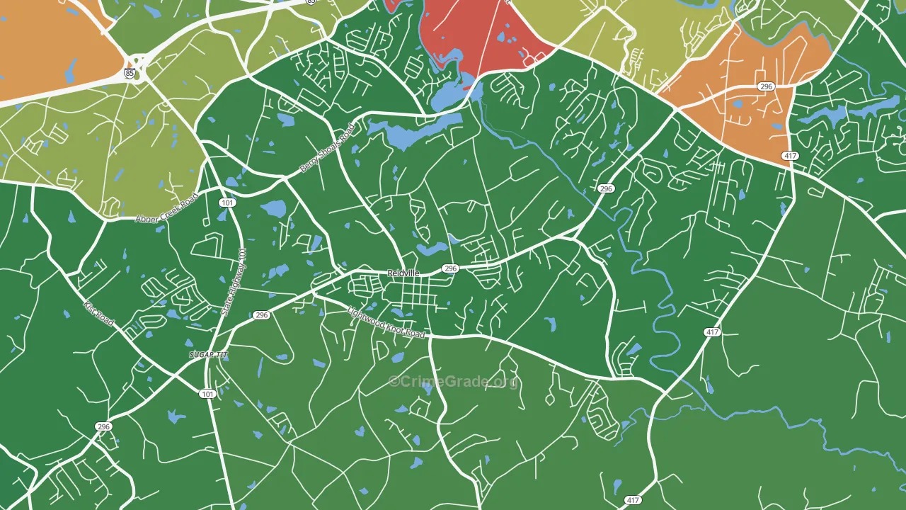 Reidville, SC Map of Robbery Rates