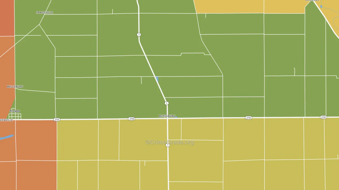 Reiffsburg, IN Map of Robbery Rates