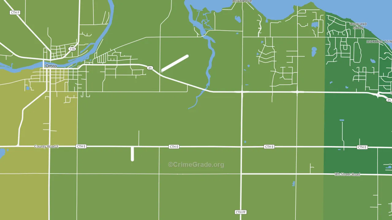 Reighmoor, WI Map of Robbery Rates