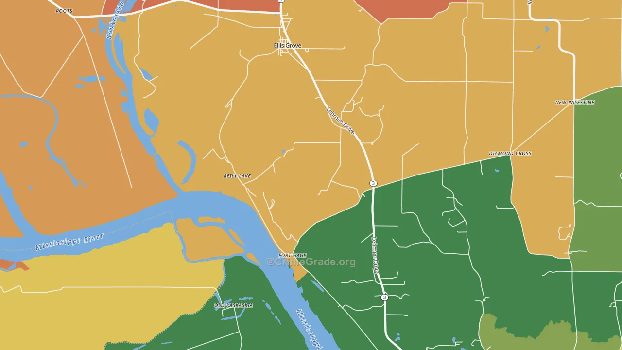 Reily Lake, IL Map of Robbery Rates