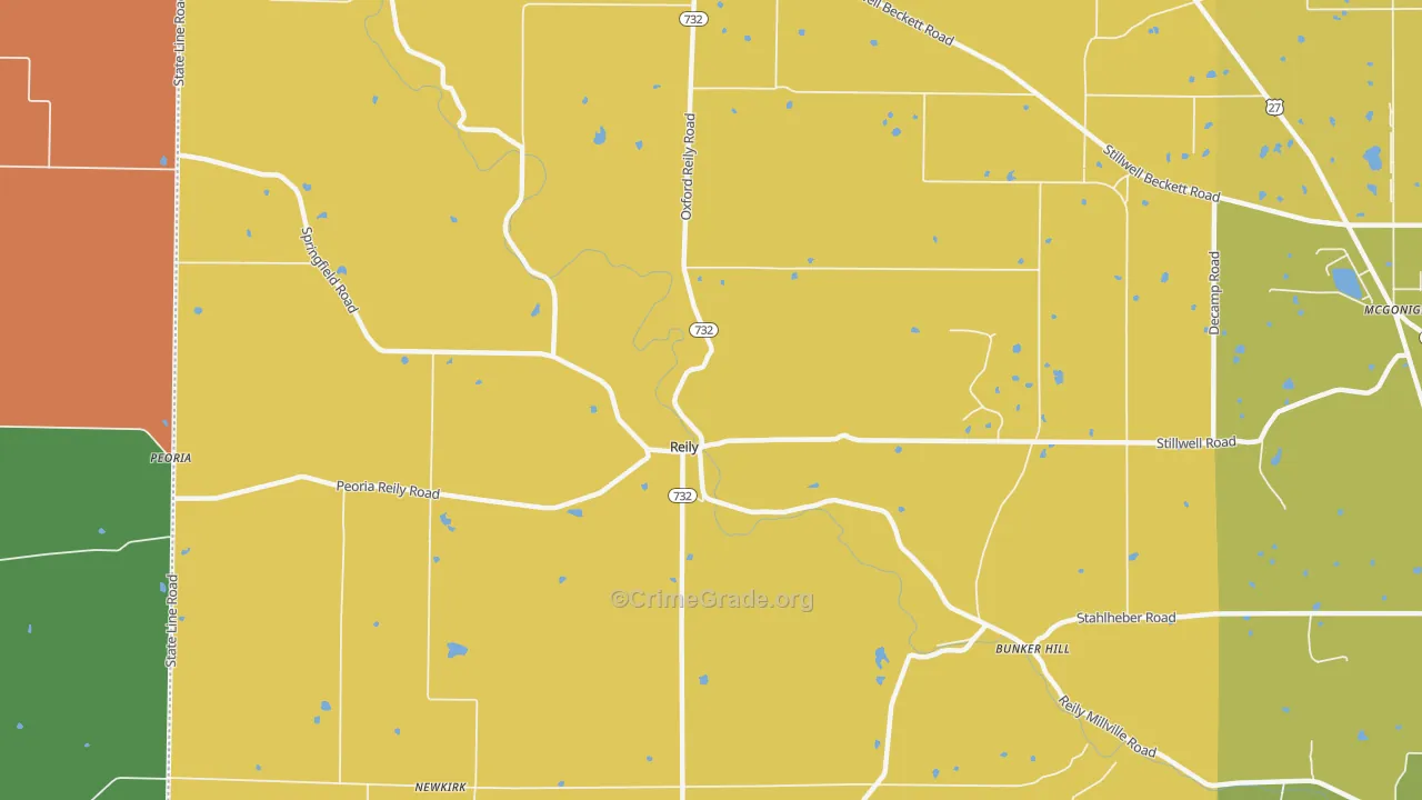 Reily, OH Map of Robbery Rates