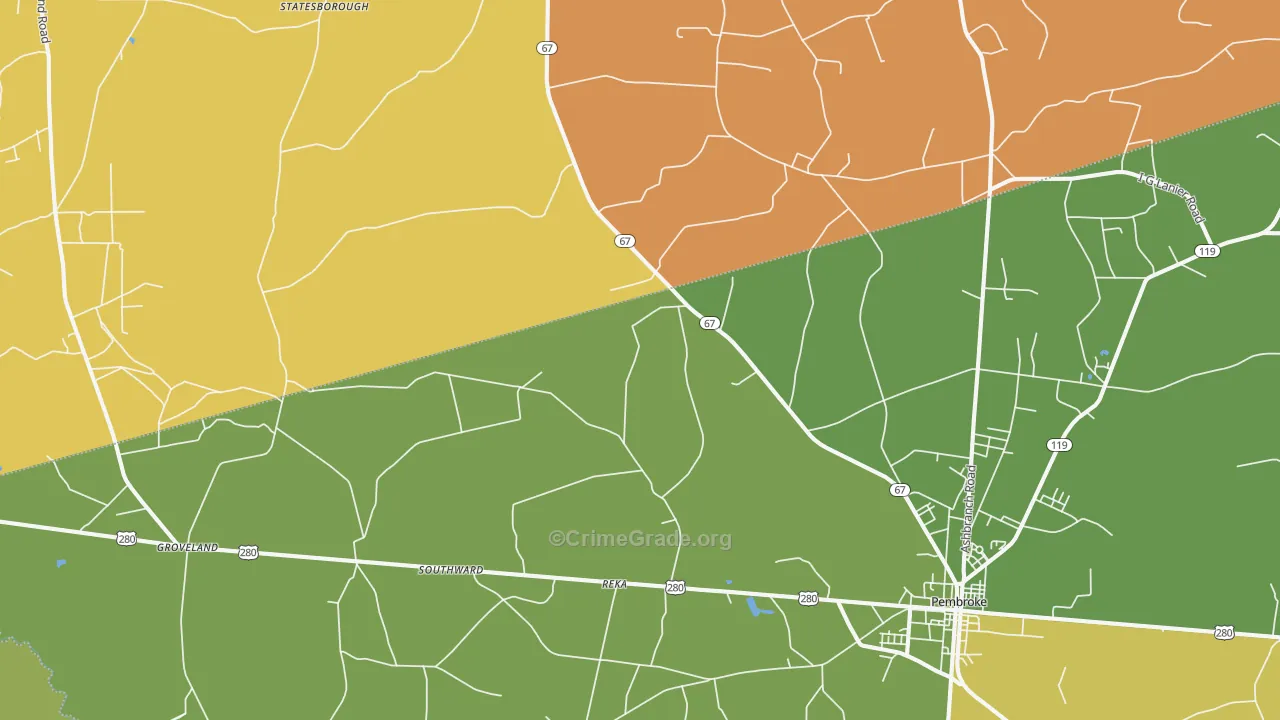 Reka, GA Map of Robbery Rates