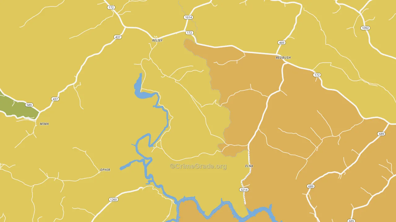 Relief, KY Map of Robbery Rates
