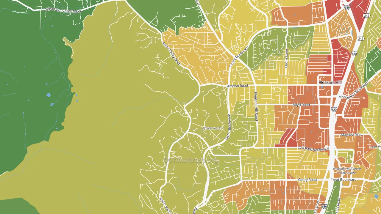 Reliez Valley, CA Map of Robbery Rates