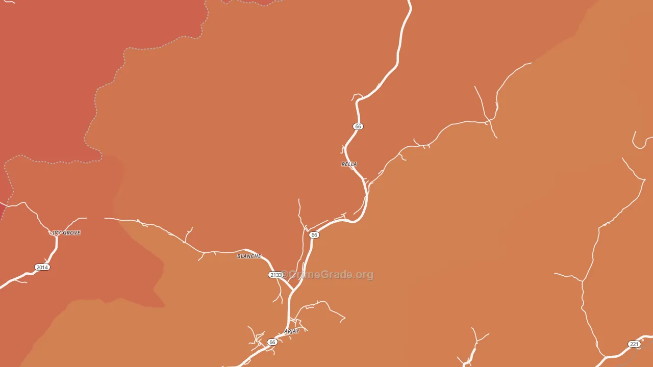Rella, KY Map of Robbery Rates